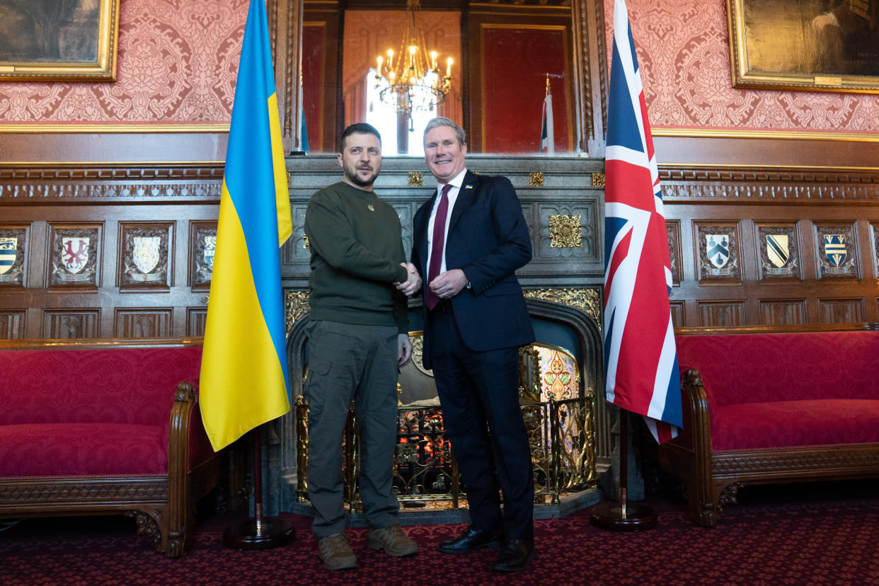 Labour leader Keir Starmer meets with Ukrainian President Volodymyr Zelensky