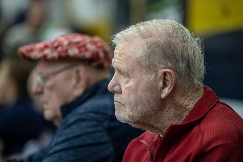 Former University of Louisville men's basketball coach Denny Crum was in attendance at the King of the Bluegrass tournament at Louisville Fairdale High School. Dec. 17, 2021.