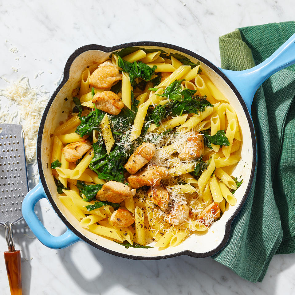 Chicken & Spinach Skillet Pasta with Lemon & Parmesan for Two