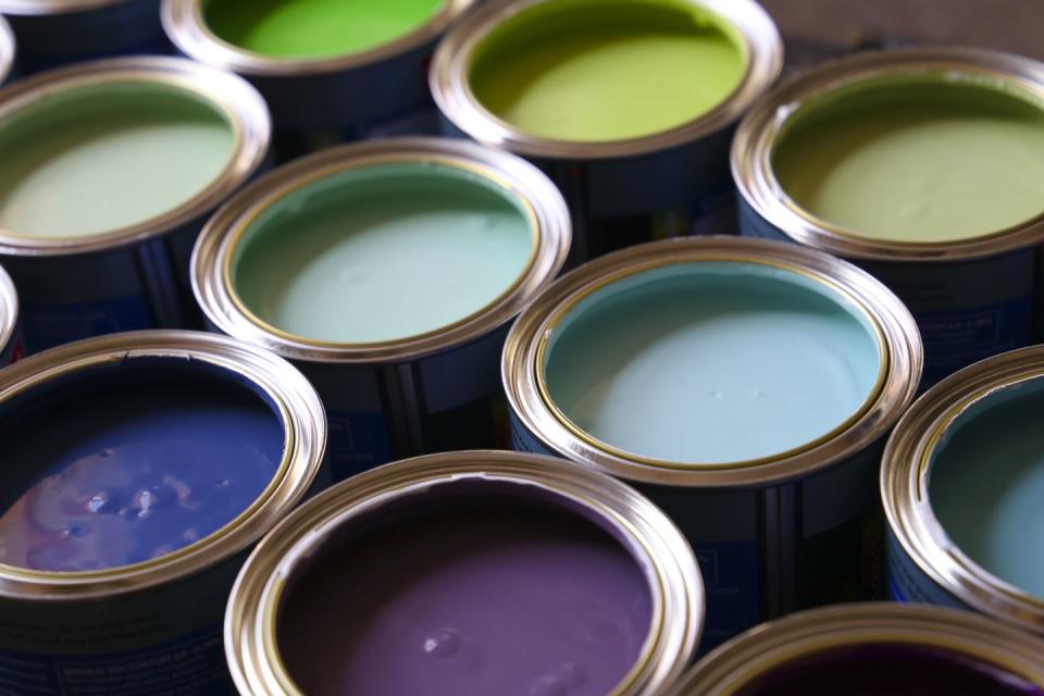 brightly coloured paint