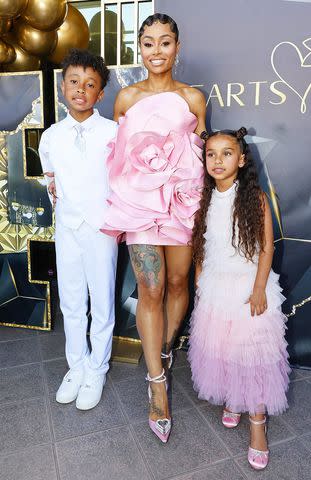 <p>BACKGRID</p> Blac Chyna attends the grand opening of 'Hearts Pure' salon by Angela White in Encino with her kids.