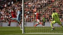 Britain Football Soccer - Arsenal v Manchester City - FA Cup Semi Final - Wembley Stadium - 23/4/17 Arsenal's Nacho Monreal scores their first goal Action Images via Reuters / John Sibley Livepic