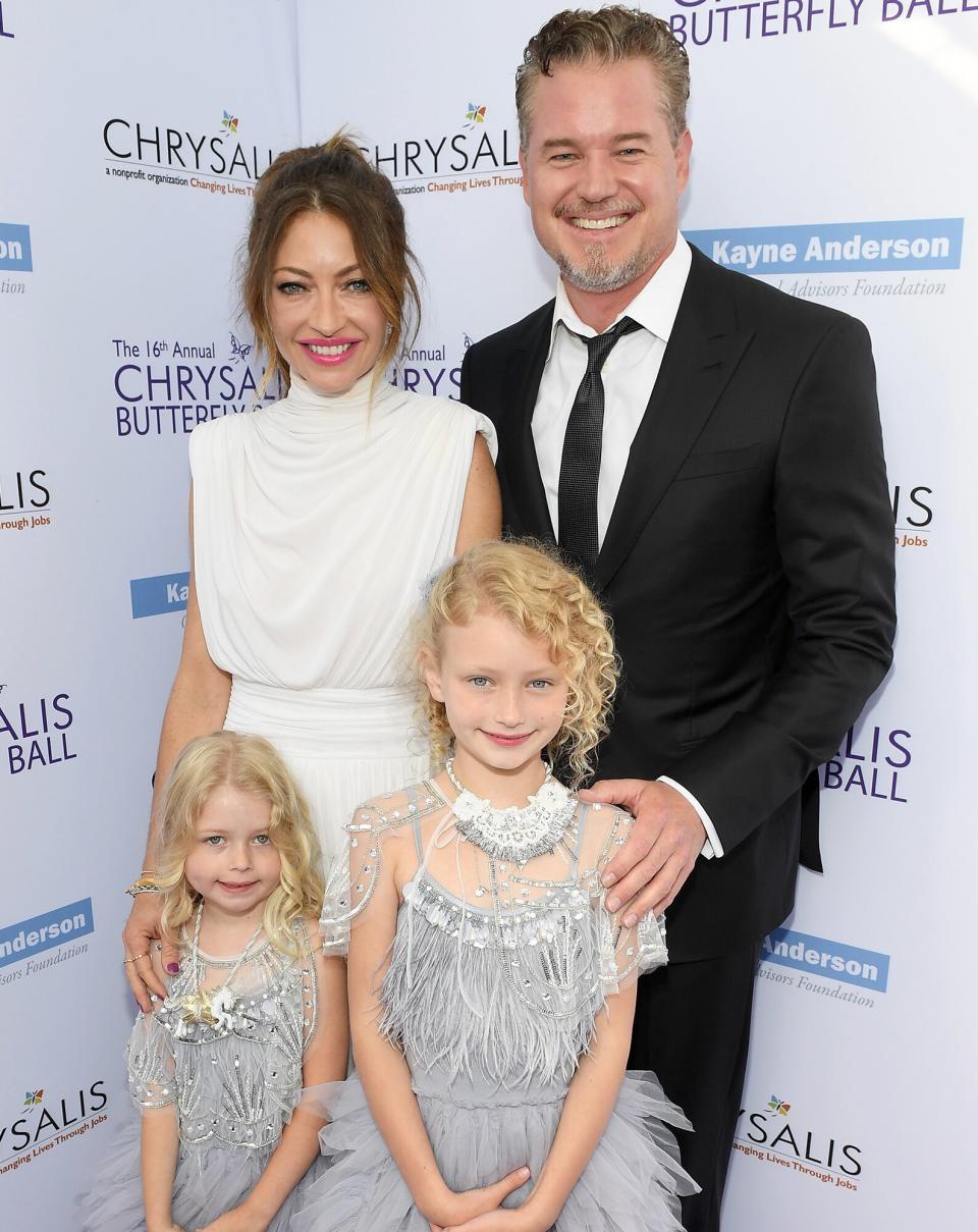 Rebecca Gayheart-Dane (L) and Actor Eric Dane with Georgia Dane and Billie Beatrice Dane at the 16th Annual Chrysalis Butterfly Ball on June 3, 2017 in Los Angeles, California