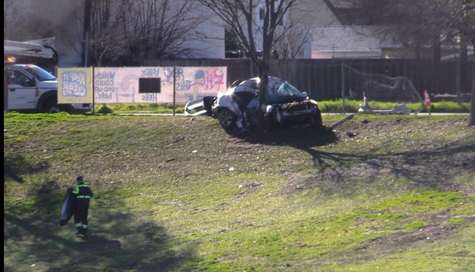 One juvenile was killed and three others had serious injuries in a single-vehicle crash in Fresno, California on Sunday, Feb. 18, 2024.