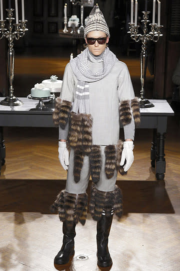 Thom Browne's "Davy Crockett meets Little Lord Fauntleroy" look says: "I am seriously conflicted about my masculinity"