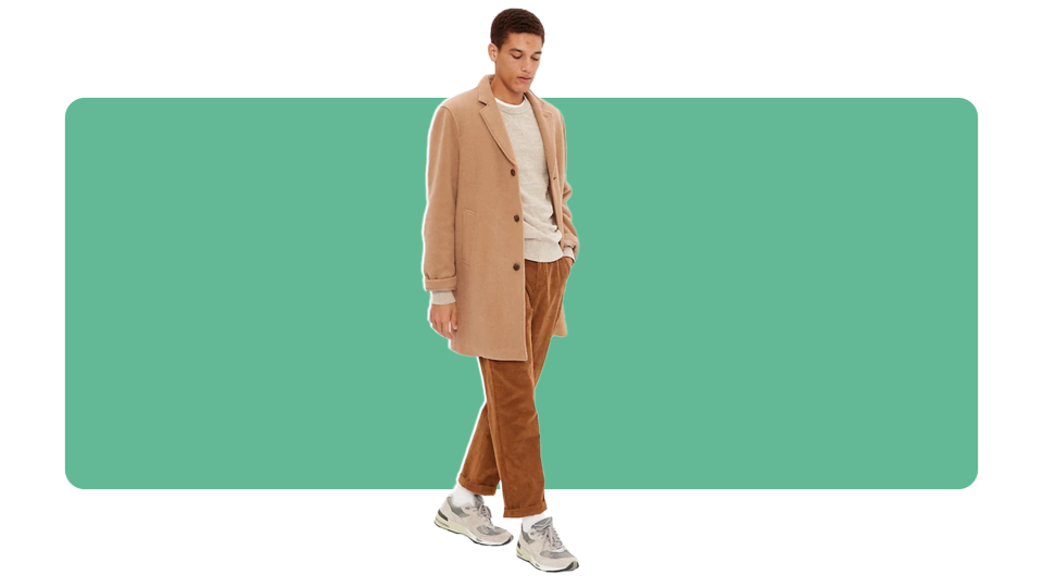 A camel coat is a men’s wardrobe must-have.