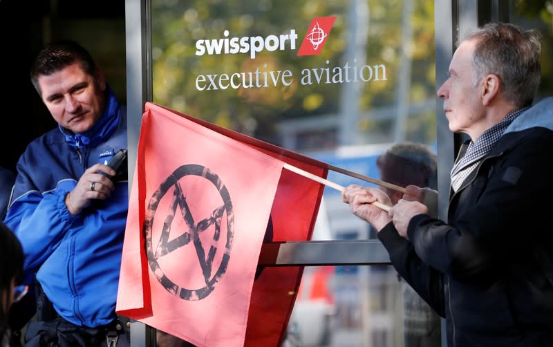 Extinction Rebellion protest at the Geneva Airport