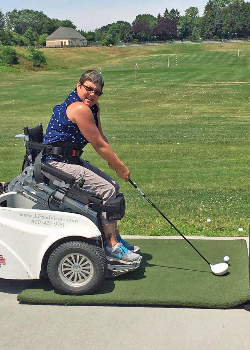 Tina Lavallee, an Army veteran from Foster, golfs at Buttonhole course in Providence as part of a previous Adaptive Summer Sports Clinic hosted by the Providence VA Medical Center.