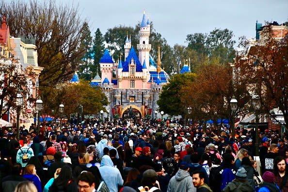 A crowd at Disney World