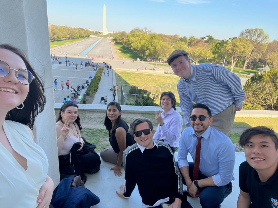 UNF political science students are shown on the National Mall during their April trip to Washington, D.C. There they met with various government officials and pressed the case for solutions to the global water crisis.