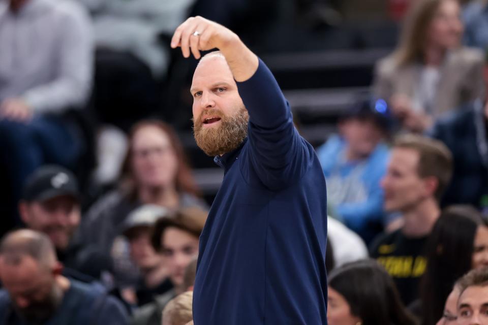 Memphis Grizzlies head coach Taylor Jenkins watches the game against the Utah Jazz at the Delta Center in Salt Lake City on Wednesday, Nov. 1, 2023. | Spenser Heaps, Deseret News