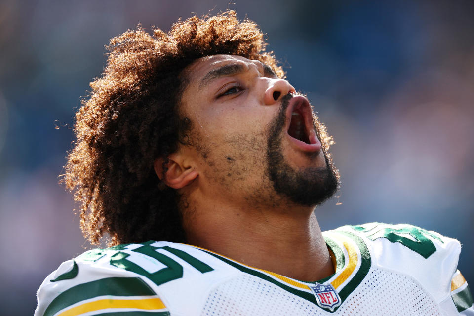 Eric Wilson of the Green Bay Packers made a huge special teams play against the 49ers. (Photo by Jared C. Tilton/Getty Images)