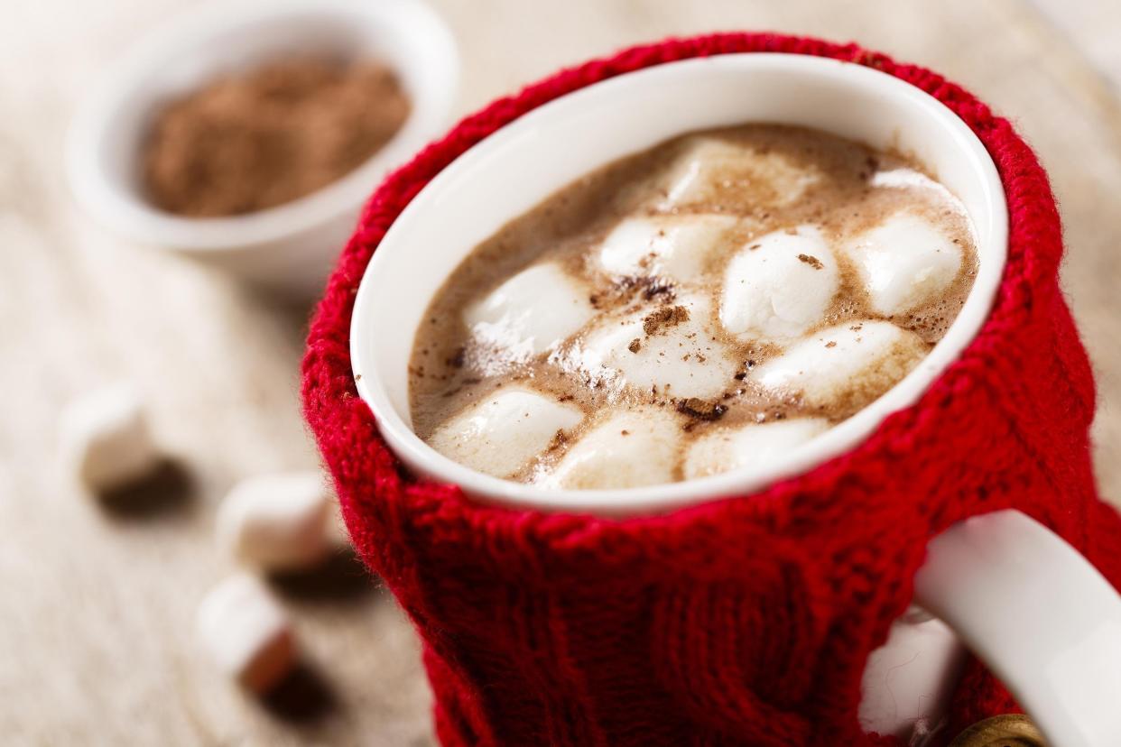hot cocoa drink with marshmallow