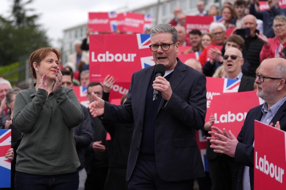 Labour Party leader Sir Keir Starmer with newly elected East Midlands mayor Claire Ward during a visit to Forest Town Arena in Mansfield, East Midlands (Jacob King/PA) (PA Wire)