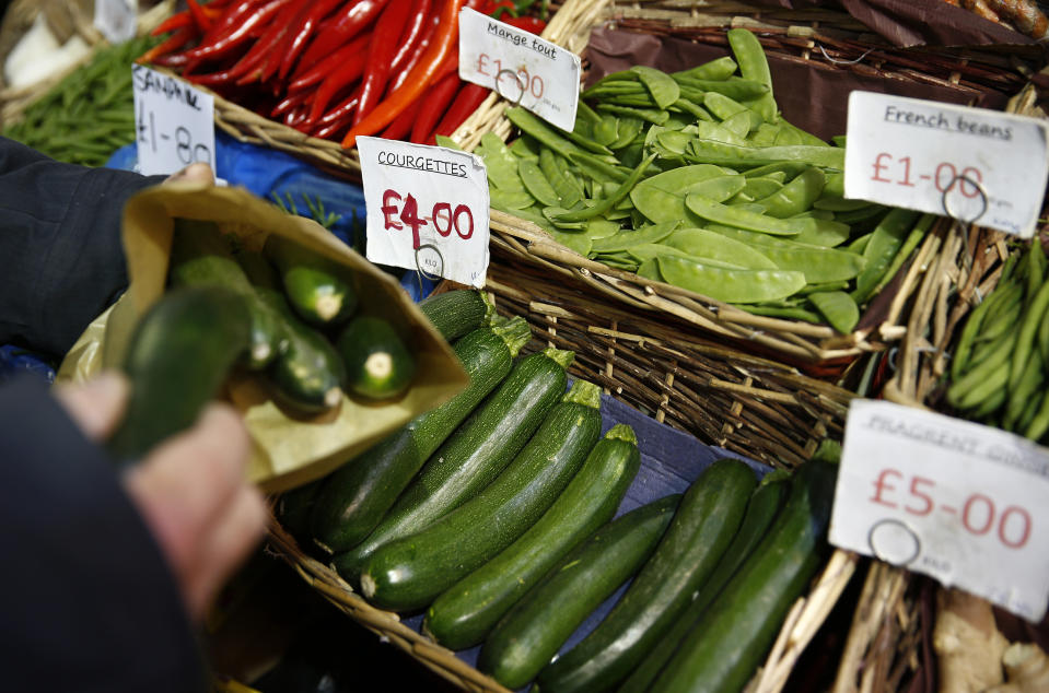 Courgettes for sale at a vegetable market, in London. Photo: Peter Nicholls/Reuters