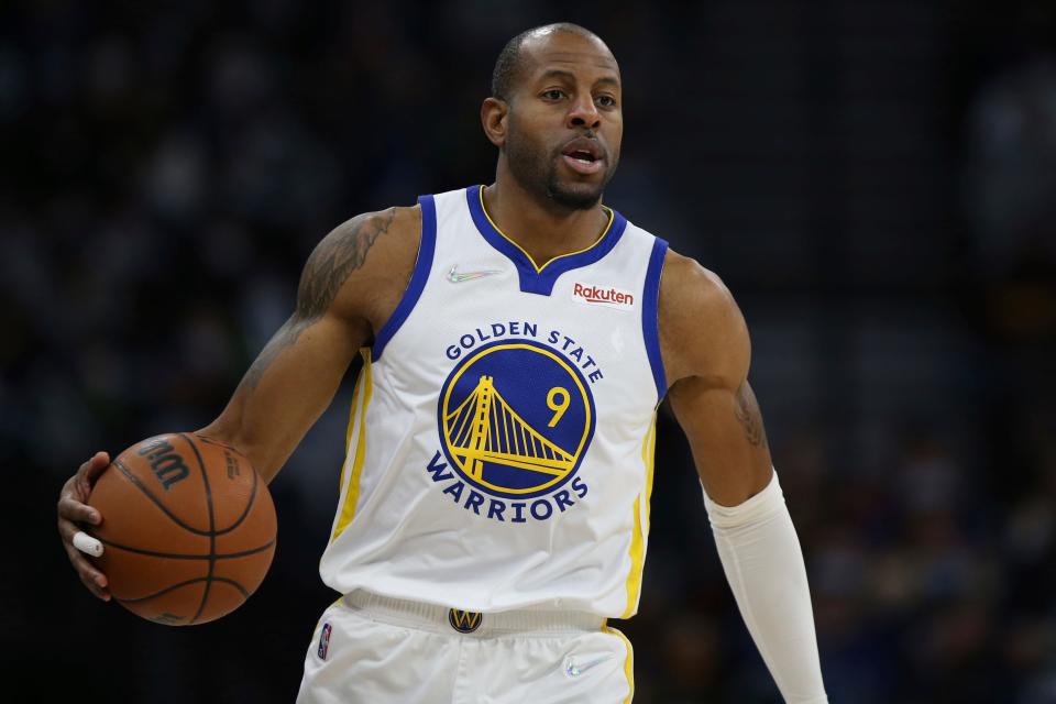 Lanphier High School graduate Andre Iguodala, pictured with the Golden State Warriors in January, 2022, will be inducted into the Illinois Basketball Coaches Association Hall of Fame at its annual banquet in May.