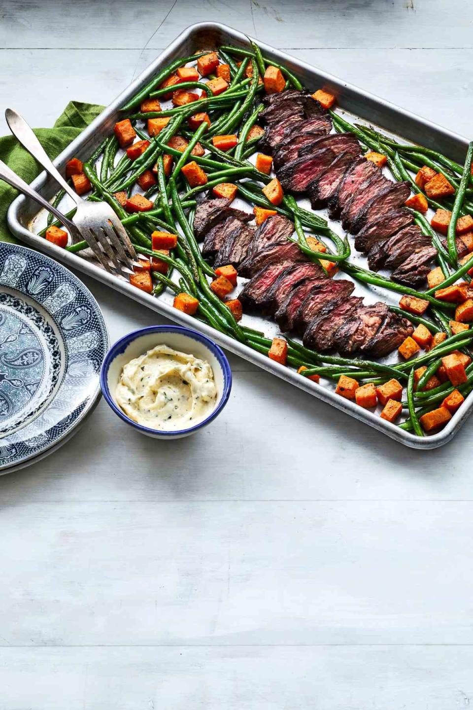 Sheet Pan Hanger Steak and Vegetables