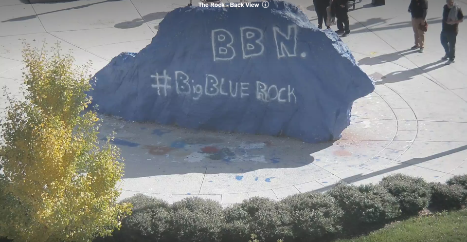 Kentucky football fans made their presence felt before the Wildcats' game against Tennessee on Saturday, Oct. 29, 2022, by painting The Rock, a landmark on the Volunteers' campus in Knoxville, Tn.