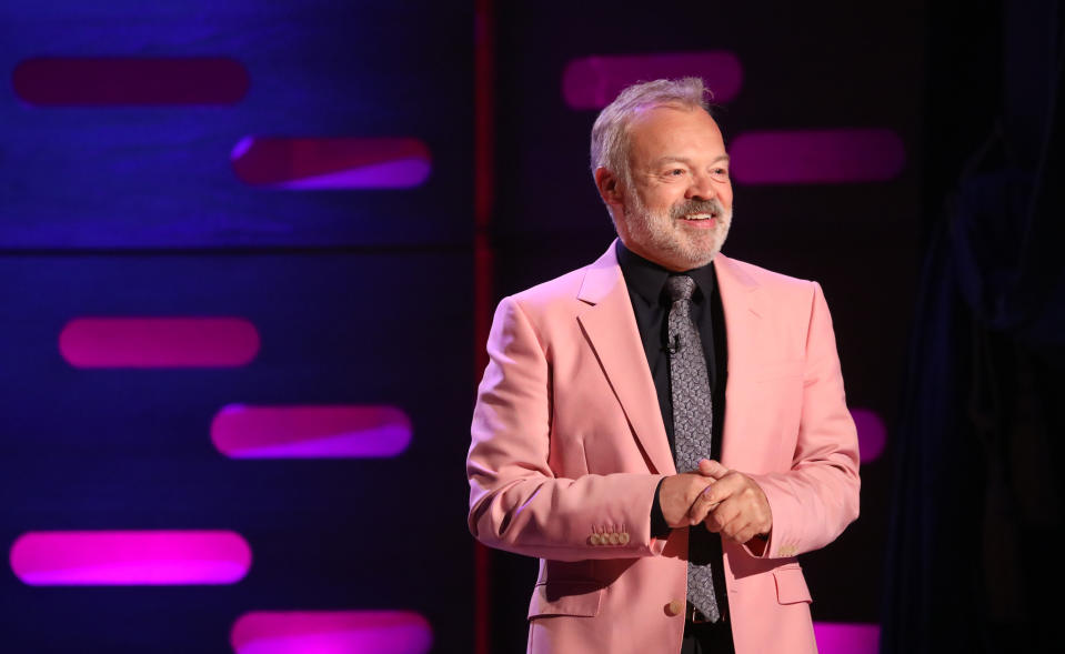 Host Graham Norton during the filming for the Graham Norton Show at BBC Studioworks 6 Television Centre, Wood Lane, London, to be aired on BBC One on Friday evening.