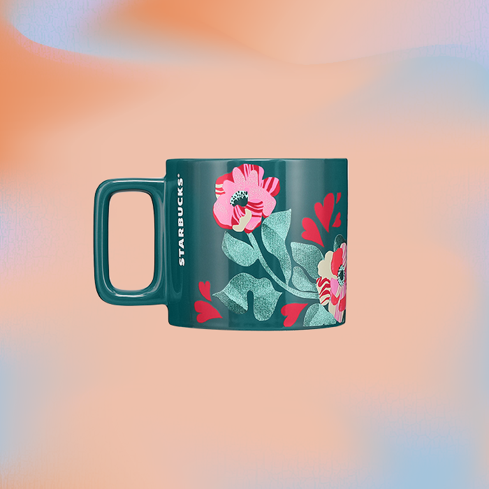 starbucks valentines day floral mug green and red floral mug