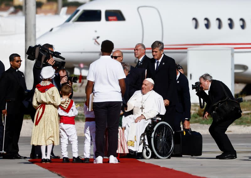 Pope Francis arrives at Marseille Airport