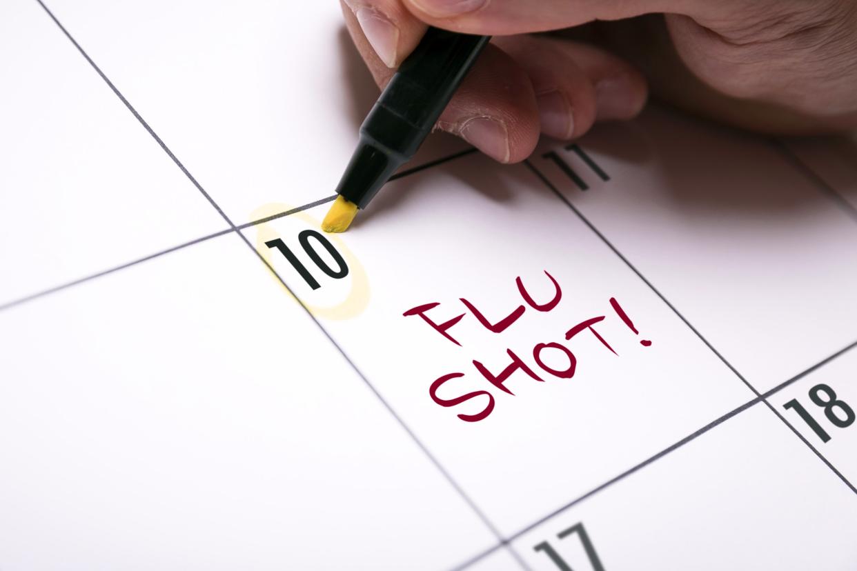 Calendar with flu shot reminder
