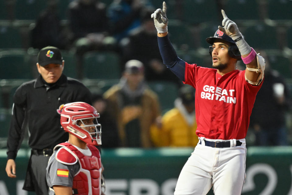 Harry Ford在經典賽資格賽輸出強大火力。（Photo by Sebastian Widmann/WBCI/MLB Photos via Getty Images）