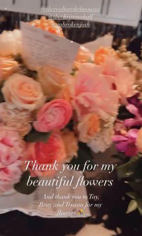 <p>Tarek El Moussa/Instagram</p> Heather El Moussa posts a video of the Mother's Day flowers she received on Instagram Stories.