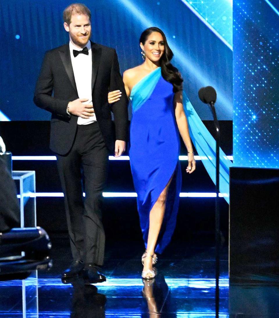 Prince Harry (L) and Meghan Markle, Duke and Duchess of Sussex, accept the President&#xd5;s Award at the 53rd NAACP Image Awards Show at The Switch on Saturday, February 26, 2022 in Burbank, CA.