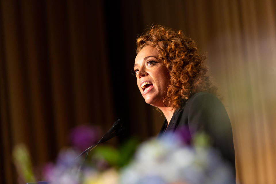 Comedian Michelle Wolf entertains guests at the White House Correspondents’ Dinner on April 28. (Photo: Cheriss May/NurPhoto via Getty Images)