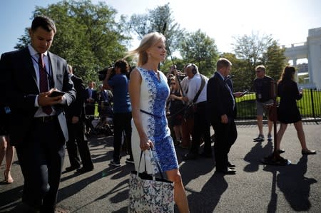 White House senior advisor Kellyanne Conway arrives at the White House in Washington, U.S.