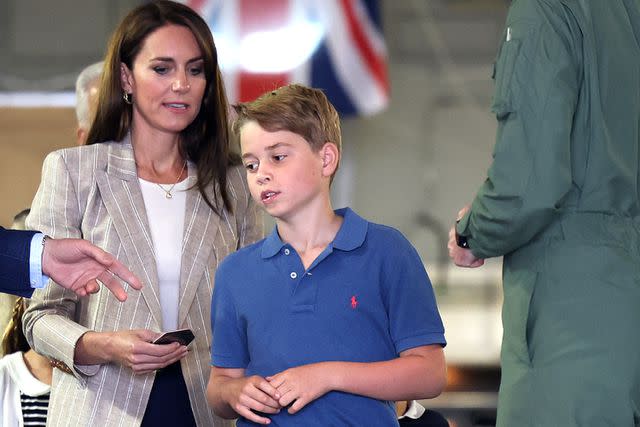 <p>Chris Jackson/Getty</p> Kate Middleton and Prince George at the Royal International Air Tattoo on July 14.