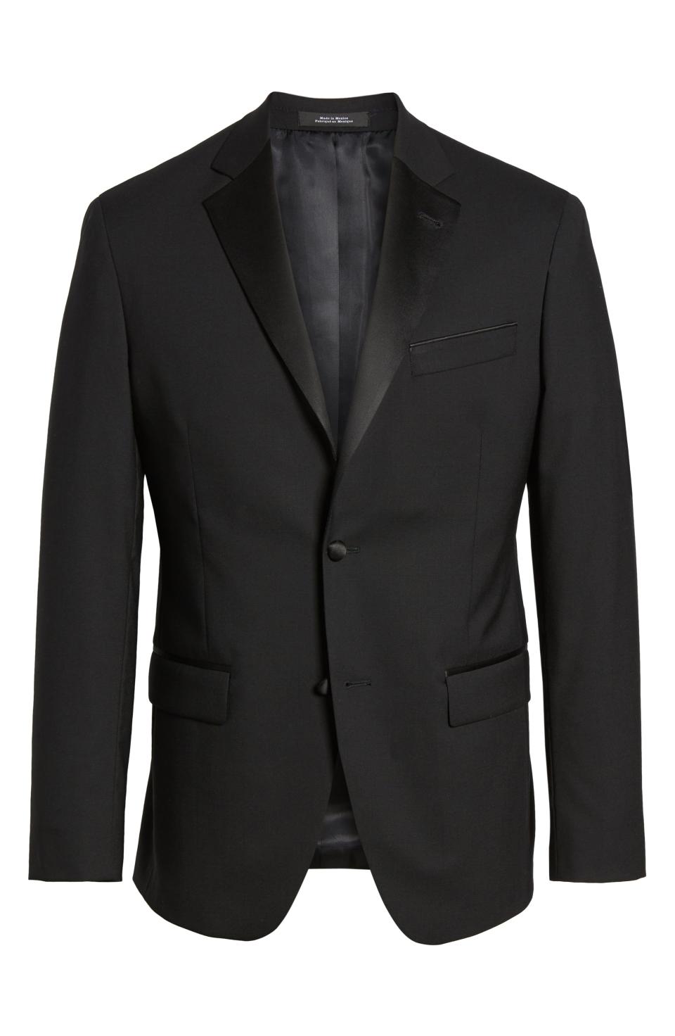 Trim Fit Stretch Wool Tuxedo Jacket