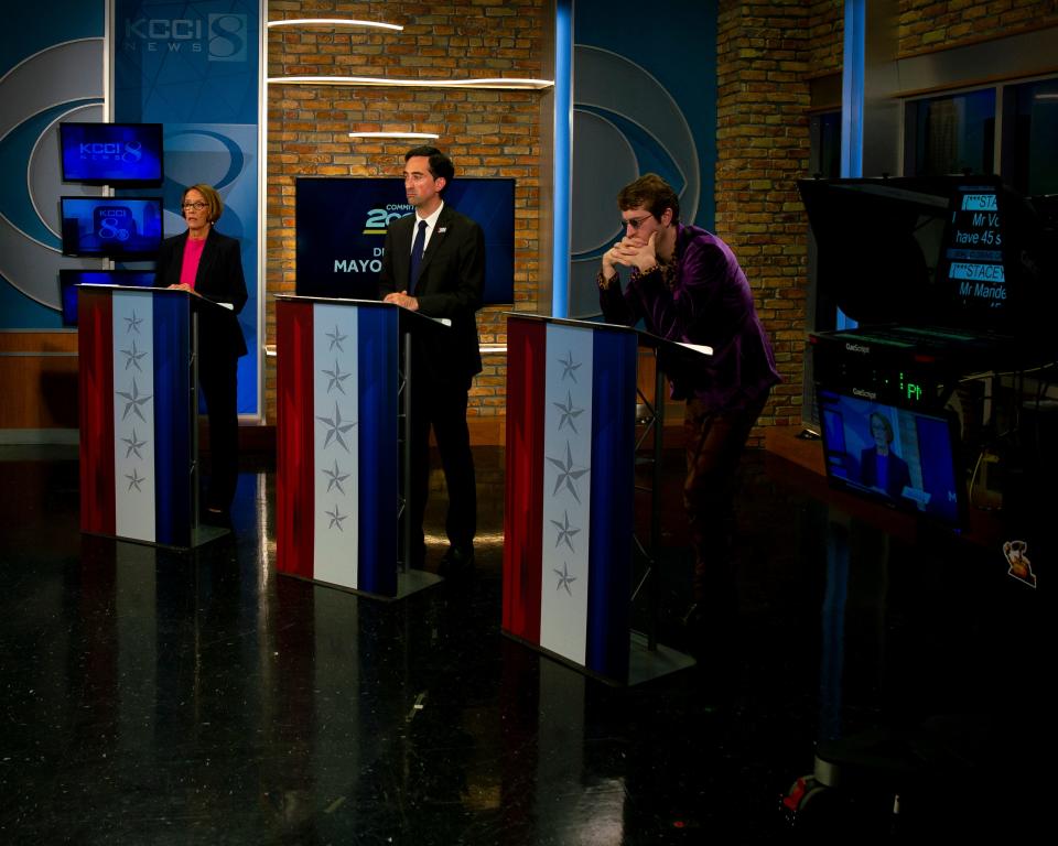 Three Des Moines candidates for mayor Connie Boesen, Josh Mandelbaum and Chris W. Von Arx squared off in a televised KCCI 8 News debate broadcasted Sunday afternoon.