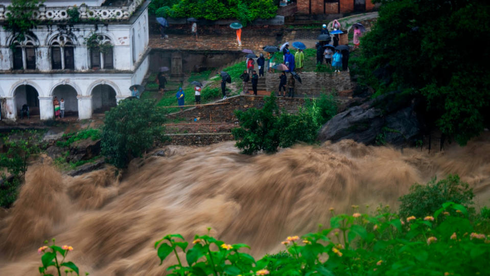 2024年7月6日，尼泊爾加德滿都降下豪雨，巴格馬蒂河（Bagmati River）氾濫。美聯社