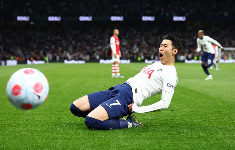 Tottenham Hotspur's Son Heung-min celebrates scoring their third goal (REUTERS)
