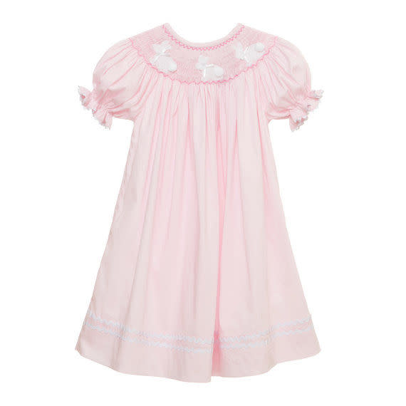 Pink Easter Bunny Smocked Bishop Dress