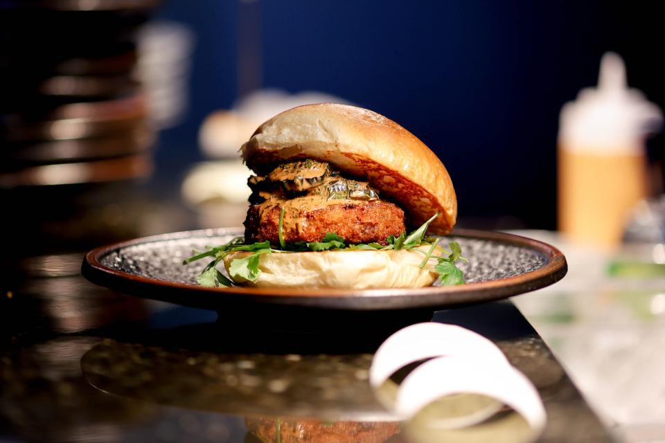 A fried headcheese burger is served during a Jan. 31 Tiger Style pop-up at GHST in Oklahoma City.