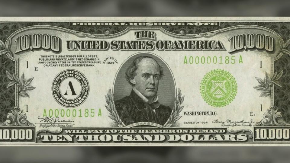 1934年發行的1萬面額鈔票，以1544萬元售出。（圖／翻攝Heritage Auctions官網）
