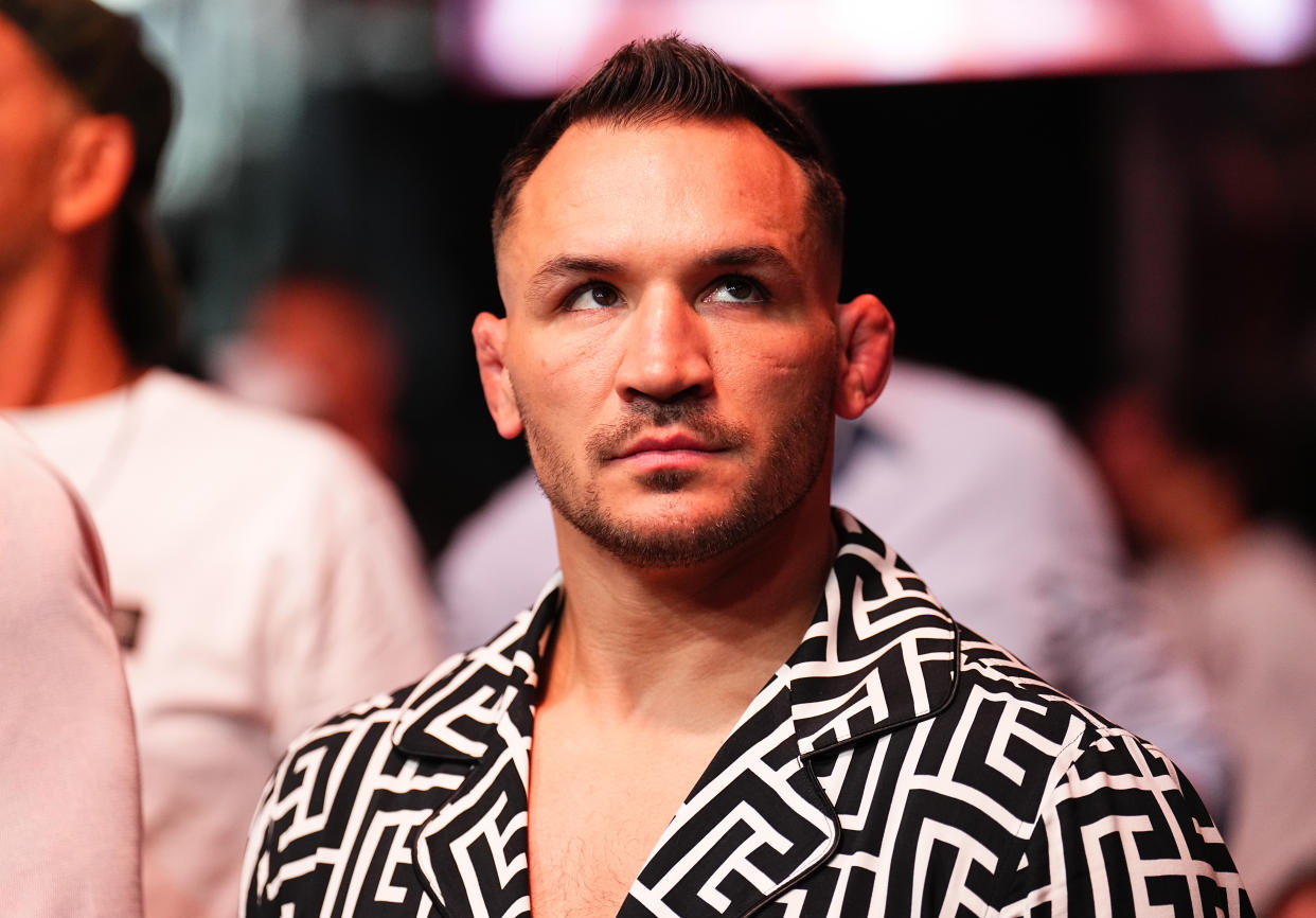MIAMI, FLORIDA - MARCH 09: Michael Chandler is seen in attendance during the UFC 299 event at Kaseya Center on March 09, 2024 in Miami, Florida. (Photo by Chris Unger/Zuffa LLC via Getty Images)