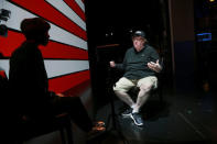 Michael Moore speaks during an interview at the site of his one-man Broadway show at the Belasco Theatre in Manhattan, New York, U.S., August 17, 2017. REUTERS/Shannon Stapleton