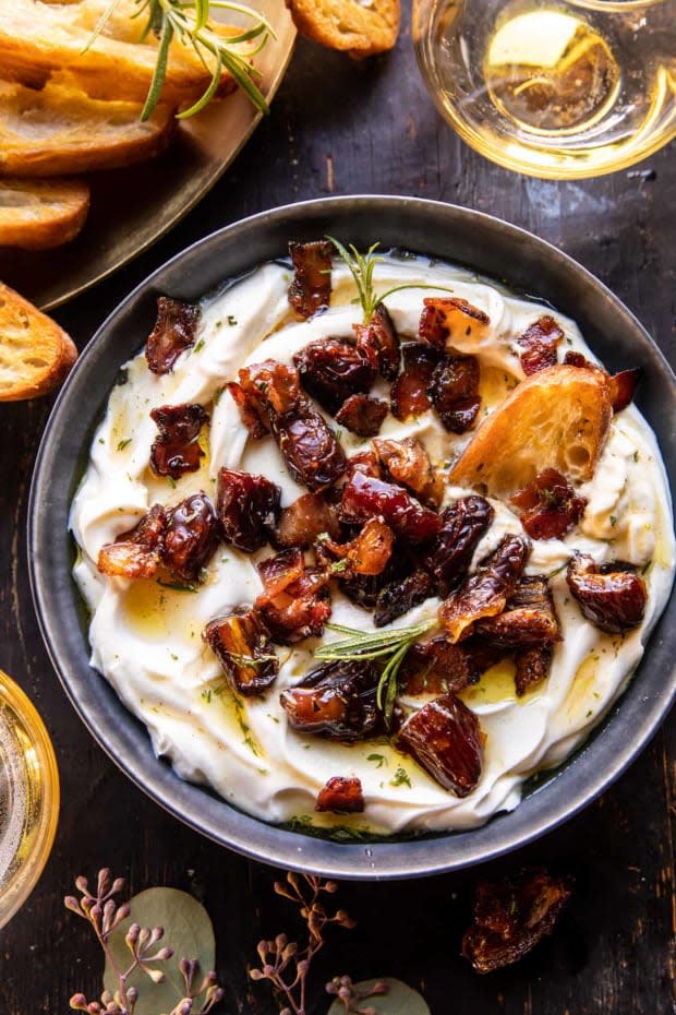 <p><a href="https://www.halfbakedharvest.com/goat-cheese-with-warm-candied-bacon/" rel="nofollow noopener" target="_blank" data-ylk="slk:Half Baked Harvest;elm:context_link;itc:0;sec:content-canvas" class="link ">Half Baked Harvest</a></p>