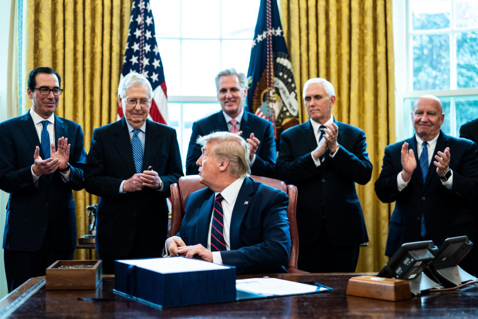 President Donald Trump had plenty of help from his party and ideological allies in botching the United States' coronavirus response. (Photo: Pool via Getty Images)