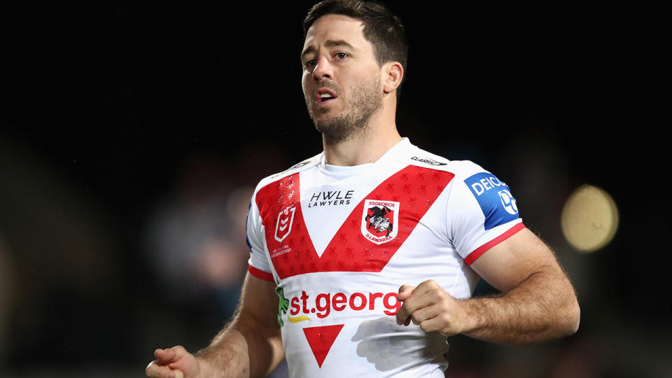 Ben Hunt is pictured playing for the St George Illawarra Dragons.