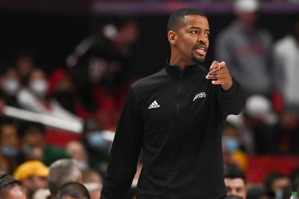 George Mason Patriots head coach Kim English during a Nov. 17 game against the Maryland Terrapins. English is the next Providence Friars head coach.