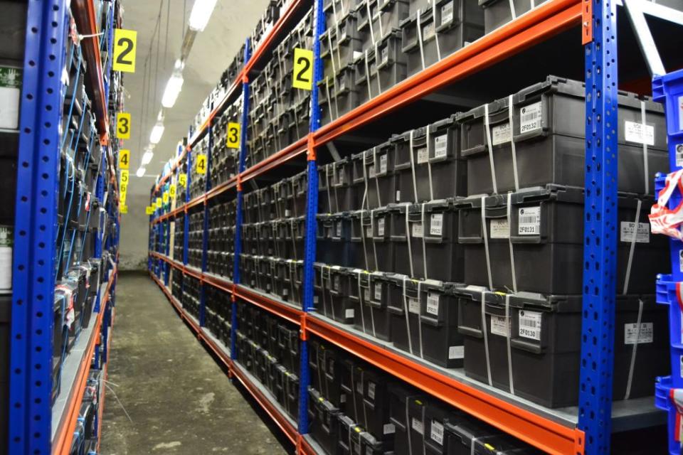 Boxes line shelves inside the Svalbard Seed Vault. Source: Getty