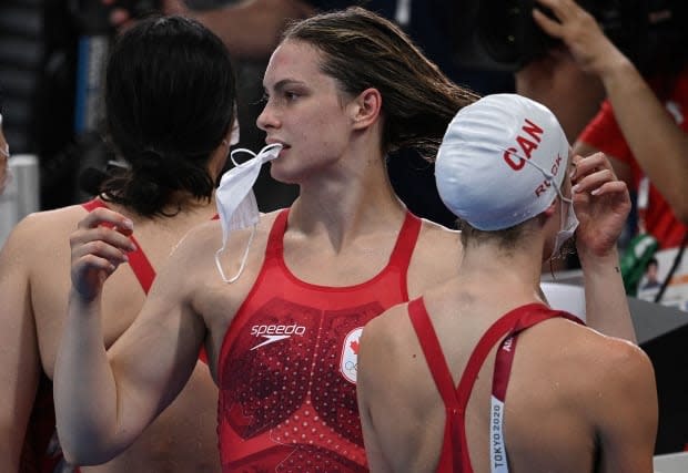 Penny Oleksiak and the women's 4x100m freestyle team have a shot to win Canada's first medal of the Tokyo Olympics on Saturday night. (Oli Scarff/AFP via Getty Images - image credit)