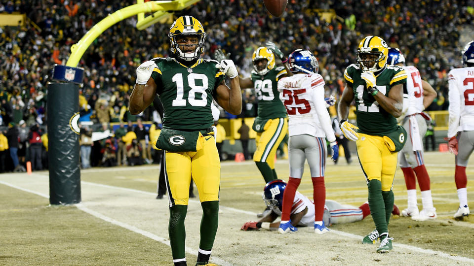 The Green Bay Packers, pictured here trouncing the New York Giants in the 2017 Wild Card game.