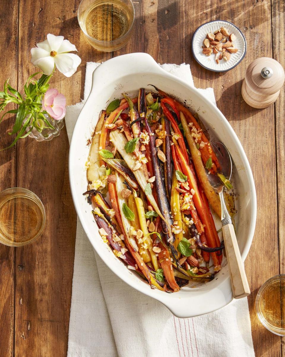 oven braised rainbow carrots