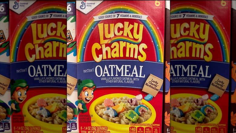 Box of Lucky Charms instant oatmeal